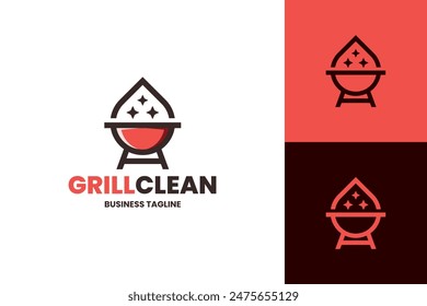 barbecue grill cleaning logo vector