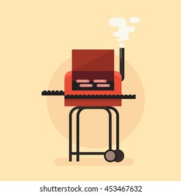 Barbecue Grill Colorful Flat Vector Illustration