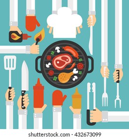 Barbecue and grill concept vector design  flat .Vector illustration