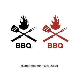 Barbecue Grill Cross Tool Fire Symbol Stock Vector (Royalty Free ...