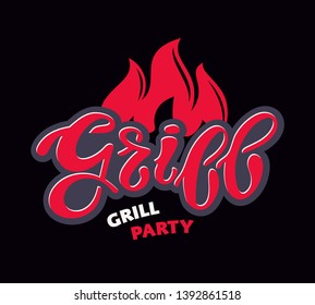 Barbecue grill - cute retro lettering label art poster
