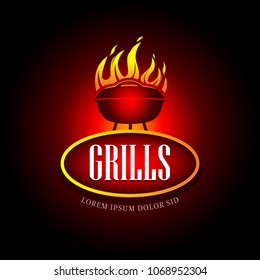 Barbecue Grill Design Element for Logotype, Label, Badge and other design. Fire flame vector illustration.