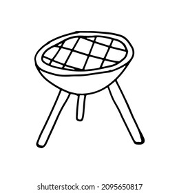 Barbecue  grill in doodle style. Isolated vector.