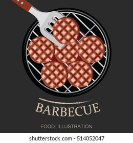 Barbecue and Grill elements vector illustrator  isolated on black background for banner. Kitchen outdoor design.