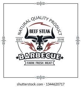 barbecue grill emblem for restaurant menu isolated on white background