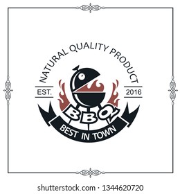 barbecue grill emblem for restaurant menu isolated on white background