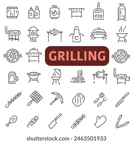 Barbecue grill. Everything for the grill. Grill icons. Grill vector isolated icons. EPS 10.