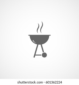 Barbecue Grill Flat Icon On White Background
