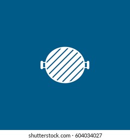 Barbecue Grill Flat Icon On Blue Background