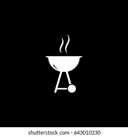 Barbecue Grill Flat Icon On Black Background