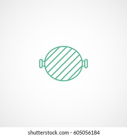 Barbecue Grill Green Line Icon On White Background