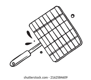 Barbecue grill hand-drawn. Doodle kitchen accessories. Vector 