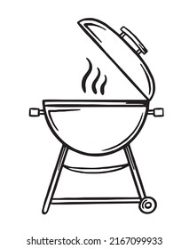 Barbecue grill hand-drawn. Restaurants cooking doodle. Vector illustration