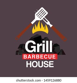 Barbecue, Grill house logo vector