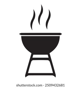 Barbecue Grill Icon. BBQ Grill with Smoke. Vector illustration. EPS 10.