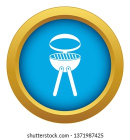 Barbecue grill icon blue vector isolated on white background for any design