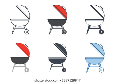 Colección de iconos de barbacoa Grill con estilos diferentes. Icono de parrilla al aire libre ilustración vectorial aislada en fondo blanco