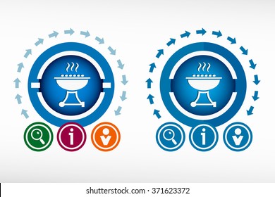 Barbecue grill  icon and creative design elements. Flat design concept.