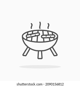 Barbecue Grill icon. Editable Stroke and pixel perfect. Outline style. Vector illustration. Enjoy this icon for your project.