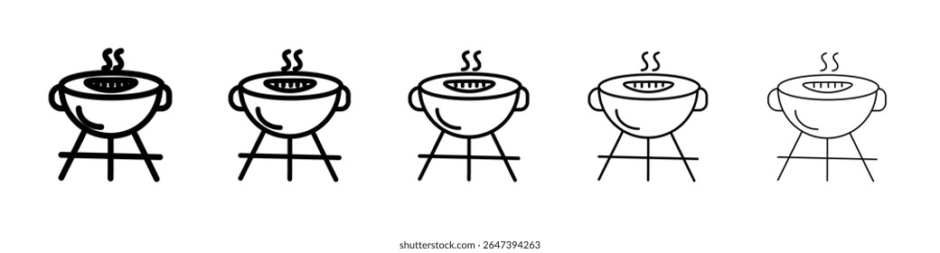 Barbecue grill icon flat illustration set logo