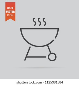 Barbecue grill icon in flat style isolated on grey background. For your design, logo. Vector illustration.