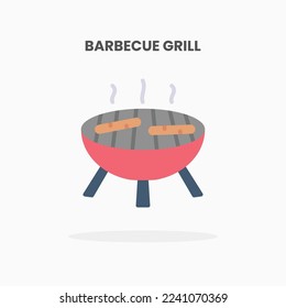 Icono de barbacoa Grill plano. Ilustración vectorial sobre fondo blanco. Se puede usar para web, app, producto digital, presentación, interfaz de usuario y muchos más.