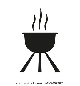 Icono de barbacoa. Barbacoa caliente al vapor. Silueta negra simple. Ilustración vectorial.