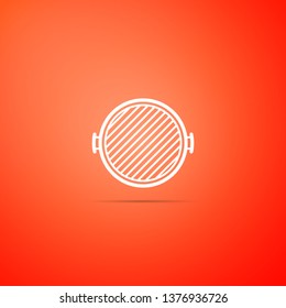 Barbecue grill icon isolated on orange background. Top view of BBQ grill. Flat design. Vector Illustration