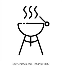 barbecue grill icon modern art illustration design black and white silhouette with bold outline 