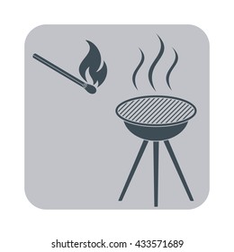 Barbecue grill icon on a gray background. Vector illustration