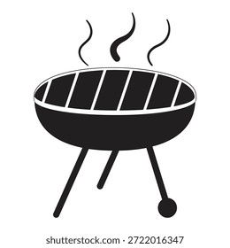 Barbecue grill icon on white background; black color grill