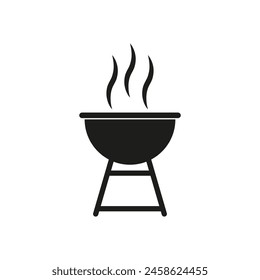 Barbecue Grill Icon. Outdoor Cooking Symbol. BBQ Grill with Smoke. Vector illustration. EPS 10.