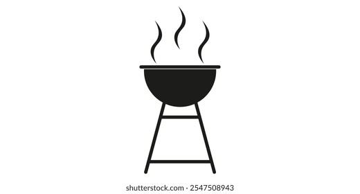 Barbecue Grill Icon. Outdoor Cooking Symbol. BBQ Grill with Smoke. Vector illustration. EPS 10.