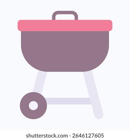 Barbecue Grill Icon. Outdoor Cooking Symbol. BBQ Grill, Vector Style Flat Icon. 