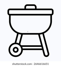 Barbecue Grill Icon. Outdoor Cooking Symbol. BBQ Grill, Vector Style Lineal Icon. 