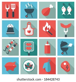 barbecue and  grill icon set