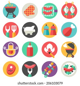 barbecue and grill icon set