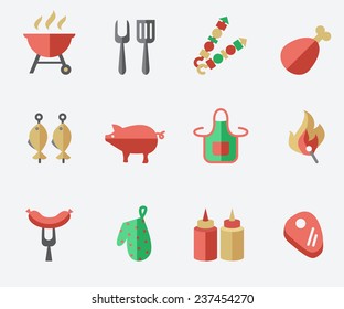 Grill- und Grillsymbol, flaches Design