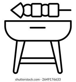 Barbecue grill icon Thin line vector design
