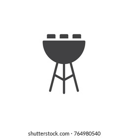 Barbecue grill icon vector, filled flat sign, solid pictogram isolated on white. BBQ symbol, logo illustration
