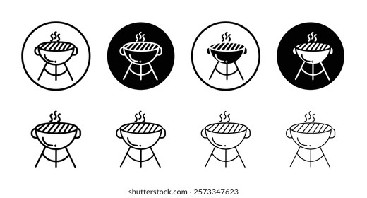 Barbecue grill icon vector line logo mark or symbol set collection outline style