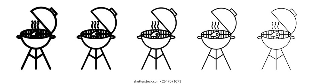 Barbecue grill icon vector outline symbol or illustration