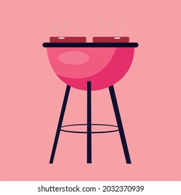barbecue grill illustration flat vector