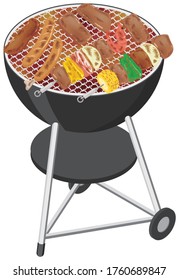 Grill und Zutaten. Vektorgrafik