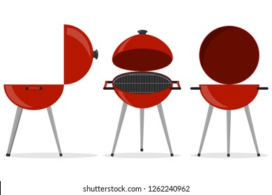 Barbecue grill. Isometric grill. Three-dimensional barbecue grill. Vector illustration.