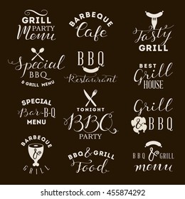 Barbecue and grill labels set