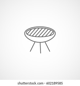 Barbecue Grill Line Icon On White Background