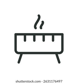 Barbecue grill line icon, shashlik grill vector symbol with editable stroke