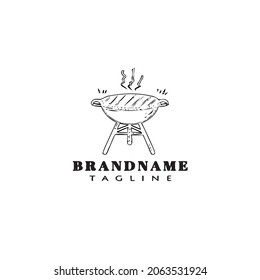 barbecue grill logo cartoon icon design template black modern isolated vector unique