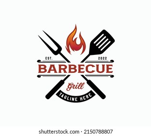 Barbecue, Grill Logo Design Template Vector. BBQ, Bar, and Grill Logo Design Template.